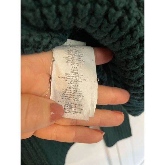 Michael Michael kors green chunky knit cowl neck pocket front sweater - Picture 4 of 10